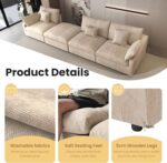 156" Cloud Modular Sectional Sofa Couch,U Shaped Couch with Ottoman,Down Filled 8 Seater Convertible Sleeper Bed Living Room Set,Covers Washable&Replaceable (Khkai) - Image 6