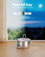 Pet Water Fountain Stainless Steel: Mental Cat Water Fountains with 8 Filters + 8 Sponges - 88oz/2.6L Noiseless Cats Waterer Bowl Dispenser - ATMZIQXR Kitten Drinking Fountains for Cats Indoor - Image 4