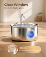 Pet Water Fountain Stainless Steel: Mental Cat Water Fountains with 8 Filters + 8 Sponges - 88oz/2.6L Noiseless Cats Waterer Bowl Dispenser - ATMZIQXR Kitten Drinking Fountains for Cats Indoor - Image 5