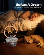 Pet Water Fountain Stainless Steel: Mental Cat Water Fountains with 8 Filters + 8 Sponges - 88oz/2.6L Noiseless Cats Waterer Bowl Dispenser - ATMZIQXR Kitten Drinking Fountains for Cats Indoor - Image 7