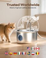 Pet Water Fountain Stainless Steel: Mental Cat Water Fountains with 8 Filters + 8 Sponges - 88oz/2.6L Noiseless Cats Waterer Bowl Dispenser - ATMZIQXR Kitten Drinking Fountains for Cats Indoor - Image 10