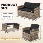 KROFEM 4-Piece Patio Furniture Set, Wicker Outdoor Rattan Sectional Sofa with Cushions and Glass Table, All-Weather Outdoor Conversation Set for Garden, Porch, Backyard, Patio, Black - Image 7
