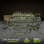 Greenworks 48V (2x24V) Electric Lawn Mower Combo Kit: 20"Steel Deck Push Mower, 12" String Trimmer, 320 CFM Blower, 3 Batteries & 2 Chargers, 3-Year Warranty. - Image 10