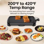 Chefman XL Electric Griddle with Removable Temperature Control, Immersible Flat Top Grill, Burger, Eggs, Pancake Griddle, Nonstick Extra Large Cooking Surface, Slide Out Drip Tray, 10 x 20 Inch - Image 4
