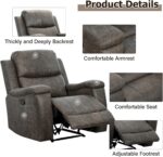 CANMOV Leather Recliner Chair, Classic and Traditional Manual Recliner Chair with Overstuffed Arms and Back, Manual Single Sofa with Concealed Cup Holders,Grey - Image 4
