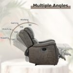 CANMOV Leather Recliner Chair, Classic and Traditional Manual Recliner Chair with Overstuffed Arms and Back, Manual Single Sofa with Concealed Cup Holders,Grey - Image 6