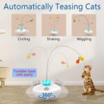 Oxawo Interactive Cat Toys Cat Exercise Tumbler, Rechargeable Cat Toys for Indoor Cats Spin Butterfly Game Teasing Kitty, Extra Long Feather Wand (P33 cat Toys) - Image 4