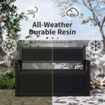 PatioZen 80 Gallon Outdoor Storage Bench Deck Box Waterproof Lockable,Outdoor Storage Furniture for Patio,Garden and Porch,Tools and Cushions（Black） - Image 5