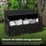 PatioZen 80 Gallon Outdoor Storage Bench Deck Box Waterproof Lockable,Outdoor Storage Furniture for Patio,Garden and Porch,Tools and Cushions（Black） - Image 6