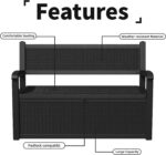 PatioZen 80 Gallon Outdoor Storage Bench Deck Box Waterproof Lockable,Outdoor Storage Furniture for Patio,Garden and Porch,Tools and Cushions（Black） - Image 9
