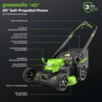 Greenworks 40V 25" Brushless Cordless (Self-Propelled) Lawn Mower (75+ Compatible Tools), (2) 4.0Ah Batteries and Dual Port Rapid Charger Included - Image 3