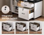 OffiGo 55 Inch L Shaped Electric Standing Desk with Drawers & File Cabinet Sets, Executive Sit Stand Desk, Height Adjustable Computer Desk for Home Office, Writing, Workstation, Black+White - Image 5