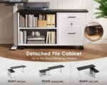 OffiGo 55 Inch L Shaped Electric Standing Desk with Drawers & File Cabinet Sets, Executive Sit Stand Desk, Height Adjustable Computer Desk for Home Office, Writing, Workstation, Black+White - Image 6