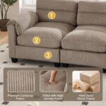 HAOMARKETS Corduroy Sofa Set,Upholstered Loveseat, and 3-Seater Couch with Plush Cushions and Rolled Arms, Modern Living Room Furniture Sets,Brown - Image 4