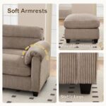 HAOMARKETS Corduroy Sofa Set,Upholstered Loveseat, and 3-Seater Couch with Plush Cushions and Rolled Arms, Modern Living Room Furniture Sets,Brown - Image 5