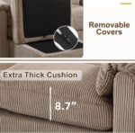 HAOMARKETS Corduroy Sofa Set,Upholstered Loveseat, and 3-Seater Couch with Plush Cushions and Rolled Arms, Modern Living Room Furniture Sets,Brown - Image 6