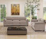 HAOMARKETS Corduroy Sofa Set,Upholstered Loveseat, and 3-Seater Couch with Plush Cushions and Rolled Arms, Modern Living Room Furniture Sets,Brown - Image 7