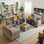HAOMARKETS Corduroy Sofa Set,Upholstered Loveseat, and 3-Seater Couch with Plush Cushions and Rolled Arms, Modern Living Room Furniture Sets,Brown - Image 9