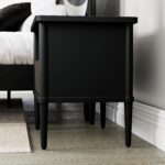 Lenia Solid Wood Nightstand, Mid Century Modern Night Stand End Table Bedroom Living Room, Herringbone Pattern Bedside Table for, Rustic Side Table with Drawer & Open Storage, Mocha Black - Image 9