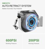 5/8" x 100 ft Heavy Duty Retractable Garden Hose Reel by HOZEREEL, Outdoor Garden Hose Reels - Self Retract Wall Mount Hose Reel Automatic Storage, Any Length Lock, 10 Pattern Nozzle - Image 7