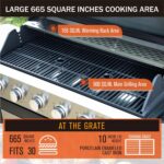 Sophia & William 6-Burner Propane Gas BBQ Grill with Side Burner & Porcelain-Enameled Cast Iron Grates, Stainless Steel Barbecue Grills Outdoor Cooking for Outside, 665 SQ.IN. Cooking Area, 65,800BTU - Image 3