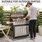 Sophia & William 6-Burner Propane Gas BBQ Grill with Side Burner & Porcelain-Enameled Cast Iron Grates, Stainless Steel Barbecue Grills Outdoor Cooking for Outside, 665 SQ.IN. Cooking Area, 65,800BTU - Image 8