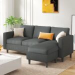 JAMFLY Couches for Living Room, 3-Seat Reversible Sectional Sofa with Convertible Ottoman, Modern Ribbed Fabric L-Shaped Couch for Small Apartment, Studio & Office, Easy Assembly, Grey - Image 4