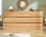 TEENFON 9 Drawer Dresser for Bedroom, 63" Wide Dressers & Chest of Drawers with Curved Profile Design, Wood Closet Storage Dressers Organizer for Bedroom, Living Room, Natural - Image 6