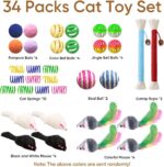 Cat Toys for Indoor Cats, 34 Packs Interactive Cat Toy Set with Colorful Springs Toys, Mouse Toy, Catnip Ropes, Balls, Bells, and Sisal Ball for Kitten Toys - Image 3
