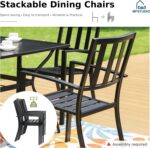 MFSTUDIO Outdoor Dining Set for 6, Patio Table and Chairs Set with Umbrella Hole, 7 Piece Metal Patio Furniture Set for Deck Backyard Poolside Garden - Image 6