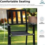 MFSTUDIO Outdoor Dining Set for 6, Patio Table and Chairs Set with Umbrella Hole, 7 Piece Metal Patio Furniture Set for Deck Backyard Poolside Garden - Image 7