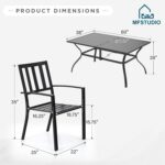 MFSTUDIO Outdoor Dining Set for 6, Patio Table and Chairs Set with Umbrella Hole, 7 Piece Metal Patio Furniture Set for Deck Backyard Poolside Garden - Image 8
