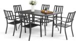 MFSTUDIO Outdoor Dining Set for 6, Patio Table and Chairs Set with Umbrella Hole, 7 Piece Metal Patio Furniture Set for Deck Backyard Poolside Garden - Image 9