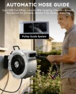 SUNPOW Retractable Garden Hose Reel - 5/8in x 65ft Heavy Duty Wall Mounted Hose Reel with 3/4in Brass Fitting & 10 Function Nozzle - Any Length Lock, Auto Rewind System, 180°Swivel Bracket - Gray - Image 7