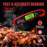 AWLKIM Digital Meat Thermometer, Instant Read Thermometer, Red | Food thermometer for grill, BBQ, candy, oil and baking; backlit display, foldable probe and magnetic storage - Image 3