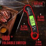 AWLKIM Digital Meat Thermometer, Instant Read Thermometer, Red | Food thermometer for grill, BBQ, candy, oil and baking; backlit display, foldable probe and magnetic storage - Image 4