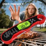 AWLKIM Digital Meat Thermometer, Instant Read Thermometer, Red | Food thermometer for grill, BBQ, candy, oil and baking; backlit display, foldable probe and magnetic storage - Image 6