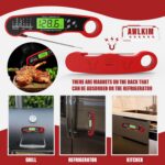 AWLKIM Digital Meat Thermometer, Instant Read Thermometer, Red | Food thermometer for grill, BBQ, candy, oil and baking; backlit display, foldable probe and magnetic storage - Image 7