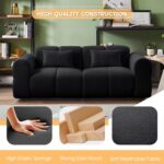 80" Modern Sofa Couch, Comfy Deep Seat Lambswool Cloud Sofa, Upholstered 3-Seater Boucle Couch, Oversized Loveseat for Living Room, Bedroom, Office, Apartment(Black) - Image 5