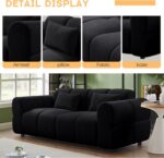 80" Modern Sofa Couch, Comfy Deep Seat Lambswool Cloud Sofa, Upholstered 3-Seater Boucle Couch, Oversized Loveseat for Living Room, Bedroom, Office, Apartment(Black) - Image 7