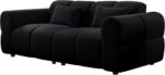 80" Modern Sofa Couch, Comfy Deep Seat Lambswool Cloud Sofa, Upholstered 3-Seater Boucle Couch, Oversized Loveseat for Living Room, Bedroom, Office, Apartment(Black) - Image 9