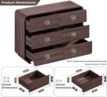 Standifurno Walnut 6 Drawer Dresser, Curved Chest of Drawers for Bedroom, 47 Inch Wide Dresser with Deep Drawers for Clothes, Modern Drawer Closet for Bedroom, Living Rooms, Offices, Entryways - Image 4