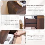 Standifurno Walnut 6 Drawer Dresser, Curved Chest of Drawers for Bedroom, 47 Inch Wide Dresser with Deep Drawers for Clothes, Modern Drawer Closet for Bedroom, Living Rooms, Offices, Entryways - Image 7