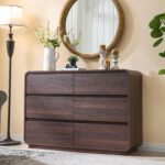 Standifurno Walnut 6 Drawer Dresser, Curved Chest of Drawers for Bedroom, 47 Inch Wide Dresser with Deep Drawers for Clothes, Modern Drawer Closet for Bedroom, Living Rooms, Offices, Entryways - Image 8