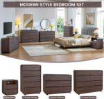 Standifurno Walnut 6 Drawer Dresser, Curved Chest of Drawers for Bedroom, 47 Inch Wide Dresser with Deep Drawers for Clothes, Modern Drawer Closet for Bedroom, Living Rooms, Offices, Entryways - Image 9