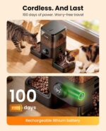 oneisall Cordless 2.4Ghz WiFi Automatic Cat Feeder for 2 Cats, Rechargeable 100-Day Battery Operated Auto Cat Feeder, 20 Cups/5L Timed Cats Food Dispenser Automatic for Large Kibble, Smart App Control - Image 3
