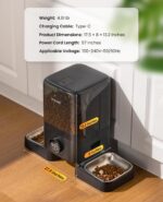 oneisall Cordless 2.4Ghz WiFi Automatic Cat Feeder for 2 Cats, Rechargeable 100-Day Battery Operated Auto Cat Feeder, 20 Cups/5L Timed Cats Food Dispenser Automatic for Large Kibble, Smart App Control - Image 9