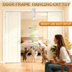 Interactive Cat Toy for Indoor Cats Automatic Hanging Door Frame Toy | Cat Toy with Feather Mouse String 360° Rotating USB Rechargeable Self Play Kitten Toy for Hunting Instinct Cat Boredom Relief - Image 9