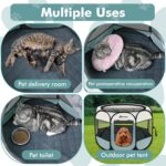 Dog Cat Playpen Indoor Outdoor for Puppy Pet Dogs Cat Recovery After Surgery, Dog Tent Crates Cage Indoor/Outdoor, Portable Pop Up Kennel with Carrying Case for Travel (Grey with Pad, Small) - Image 6