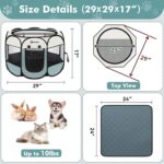 Dog Cat Playpen Indoor Outdoor for Puppy Pet Dogs Cat Recovery After Surgery, Dog Tent Crates Cage Indoor/Outdoor, Portable Pop Up Kennel with Carrying Case for Travel (Grey with Pad, Small) - Image 7